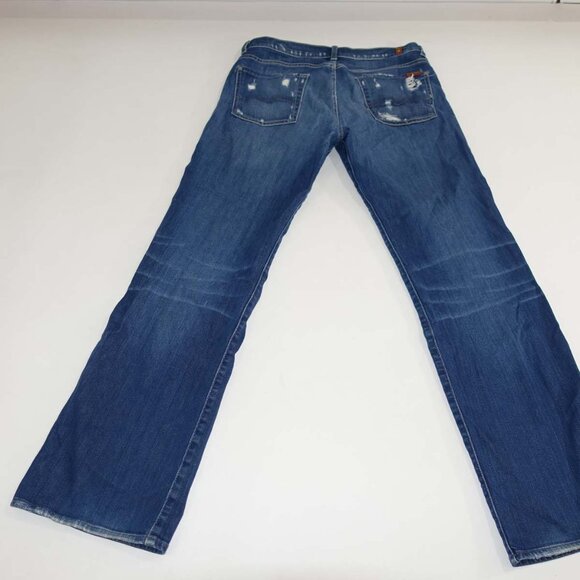 7 For All Mankind Men's Relaxed Fit Jeans Size 32 x 32 Destroyed Blue Button Fly - Picture 8 of 9